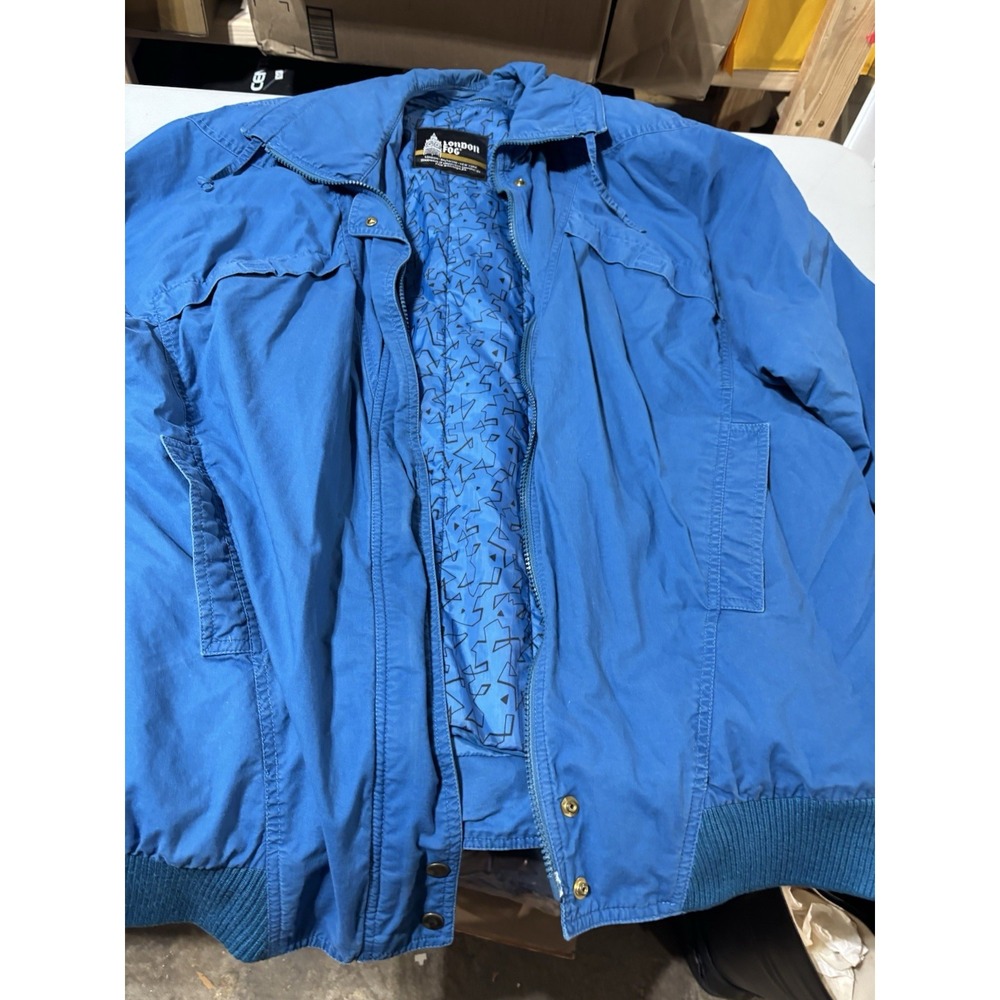 London Fog Vintage Men's 14 Reg Casual Collar Jacket Coat Windbreaker Blue